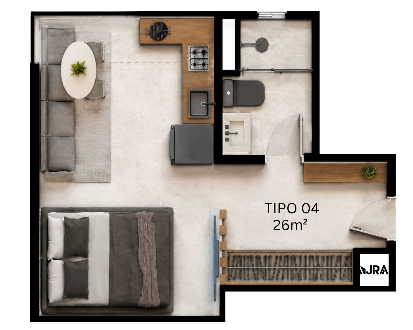 Planta Studio - Tipo 04