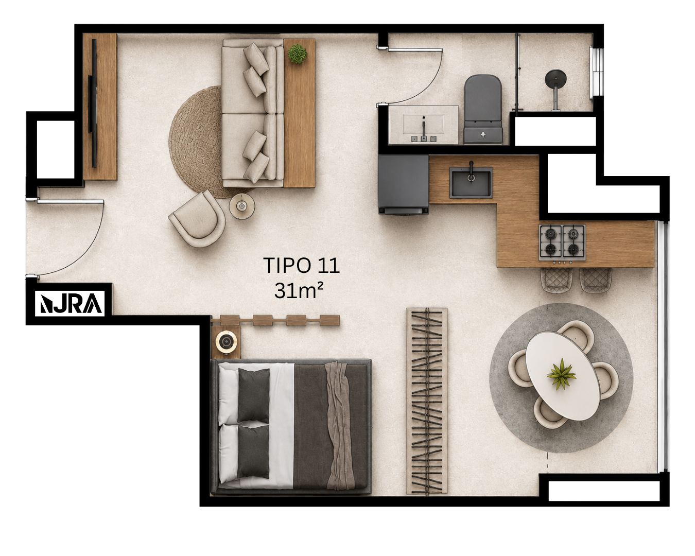 Planta Studio - Tipo 11
