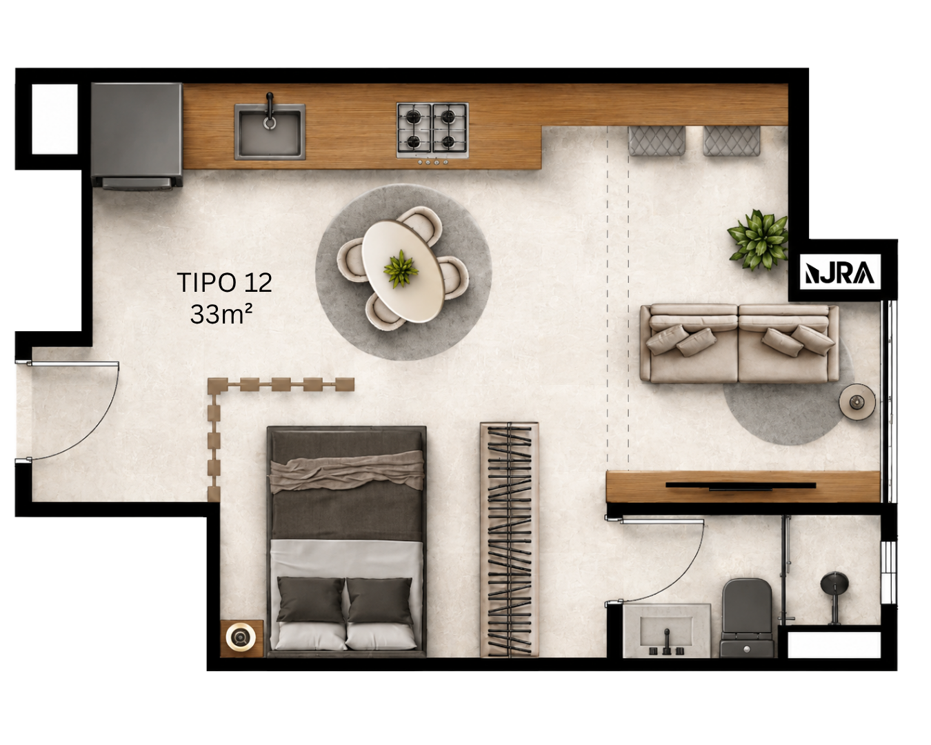 Planta Studio - Tipo 12