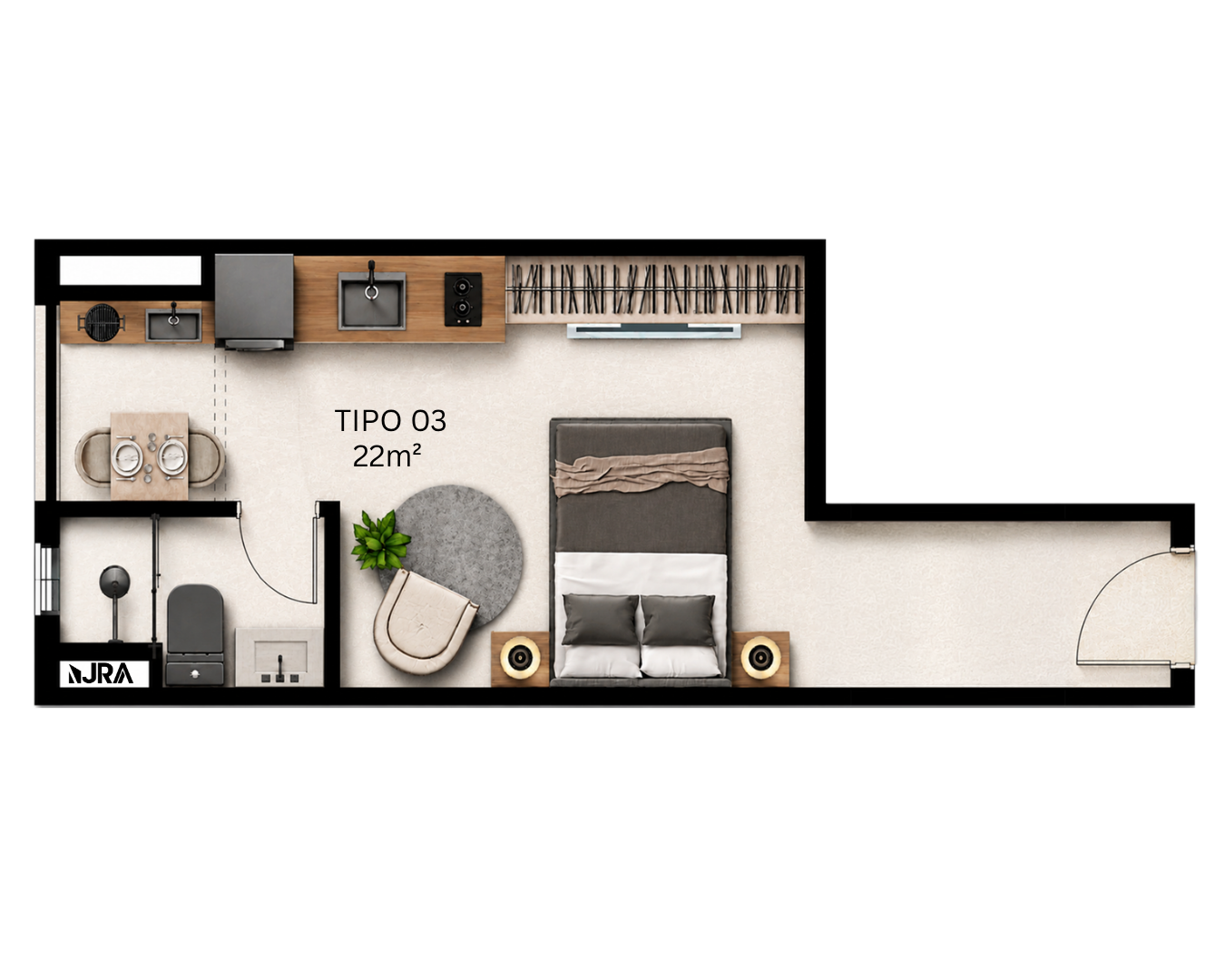 Planta Studio - Tipo 03