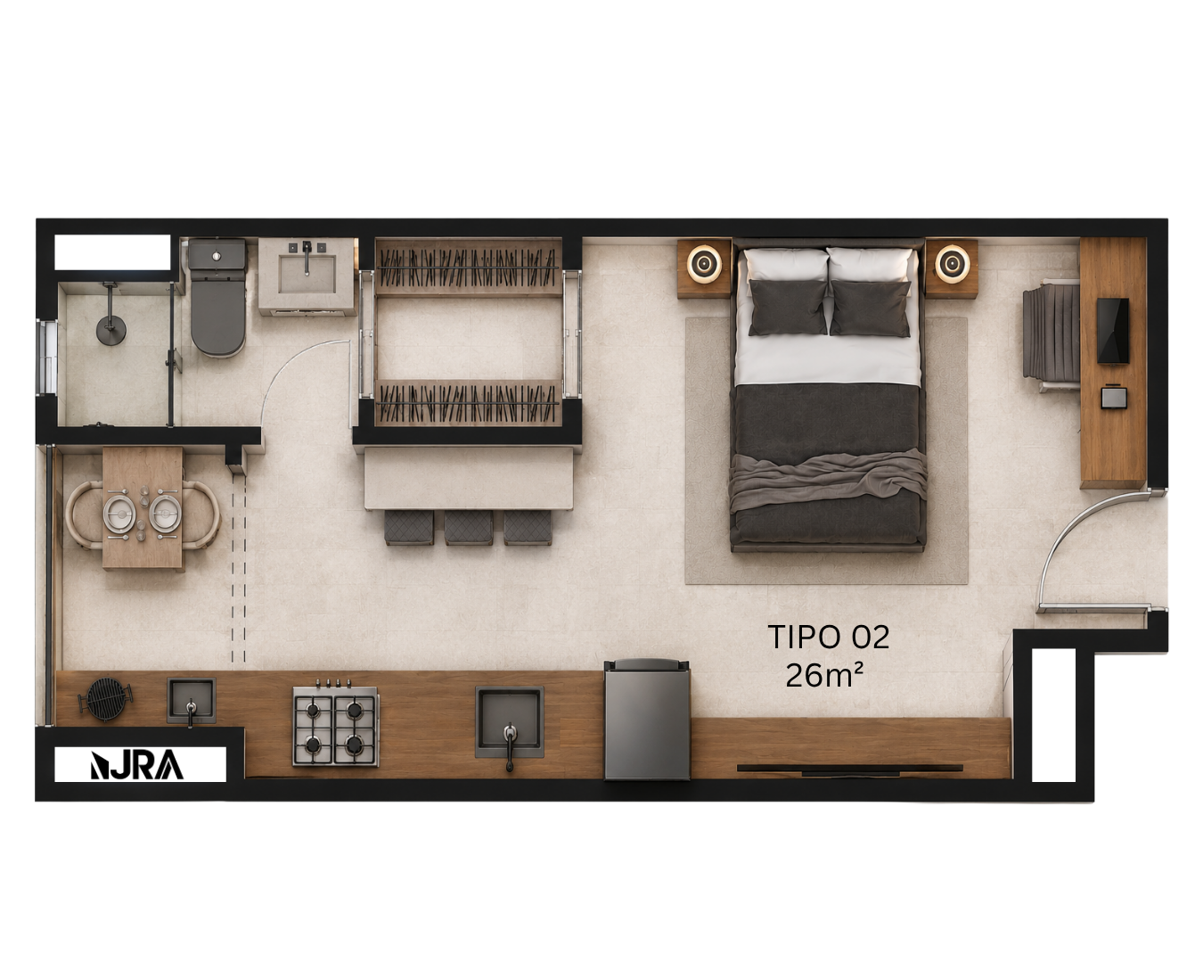 Planta Studio - Tipo 02