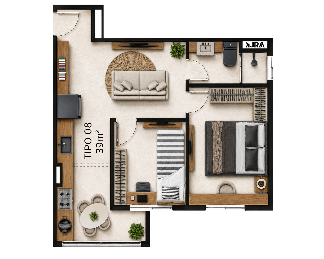 Planta Apto 2 dorm. - Tipo 08